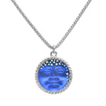 Love Never Dies Illusion Seaview Moon Necklace (Sterling Silvertone/Blue Illusion)