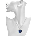 Love Never Dies Illusion Seaview Moon Necklace (Sterling Silvertone/Blue Illusion)