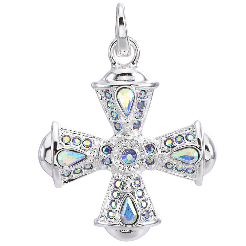 Fantasia Cross Open Ring Charm (Sterling Silvertone)