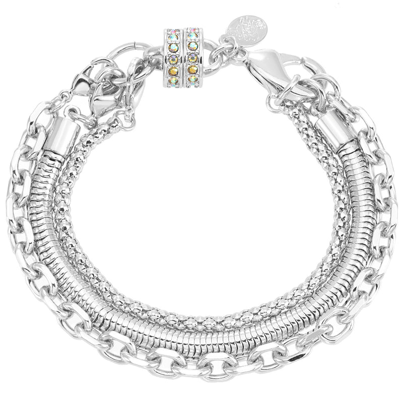 Chains Of Love Magnetic Closure Bracelet (Sterling Silvertone)