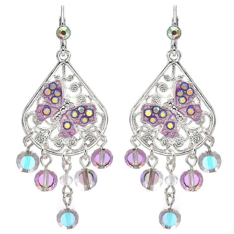 Fantasia Butterfly Chandelier Leverback Earrings (Sterling Silvertone)