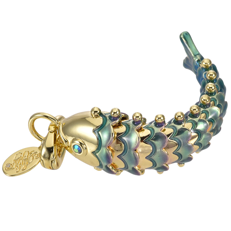 Fairyland Fantasy Dancing Fish Open Ring Charm (Goldtone)
