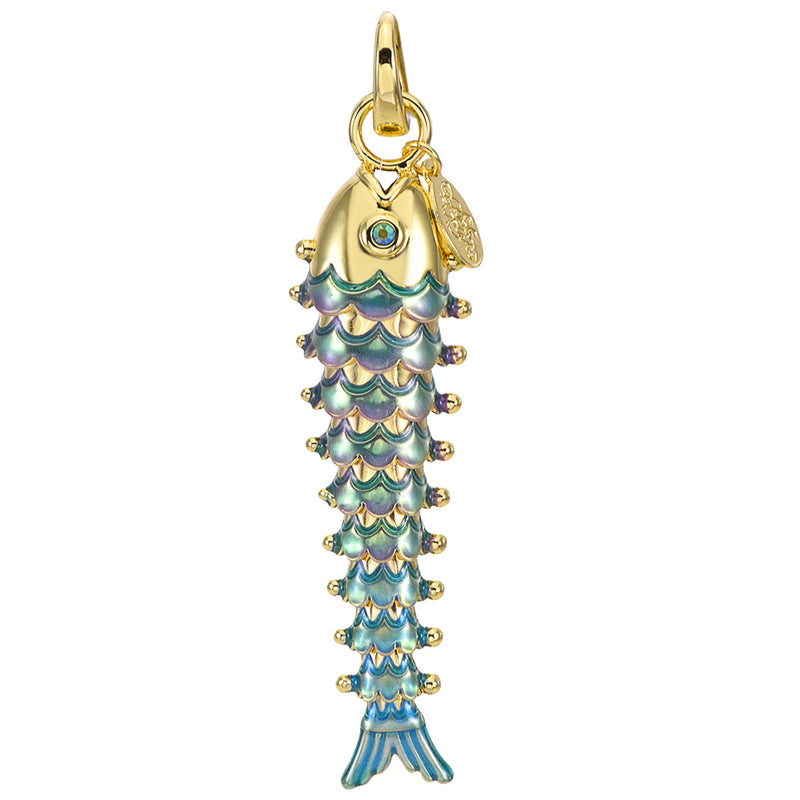 Fairyland Fantasy Dancing Fish Open Ring Charm (Goldtone)