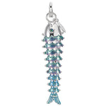 Fairyland Fantasy Dancing Fish Open Ring Charm (Sterling Silvertone)