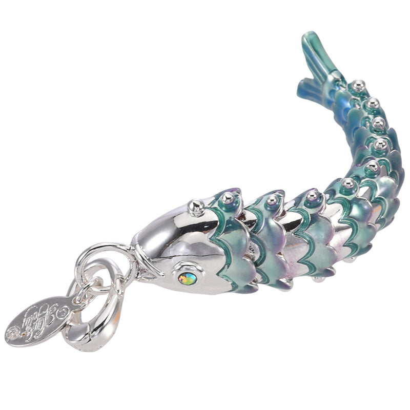 Fairyland Fantasy Dancing Fish Open Ring Charm (Sterling Silvertone)
