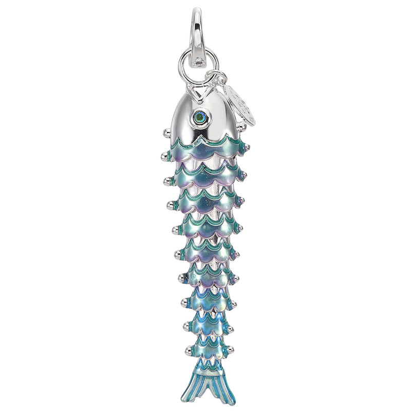 Fairyland Fantasy Dancing Fish Open Ring Charm (Sterling Silvertone)