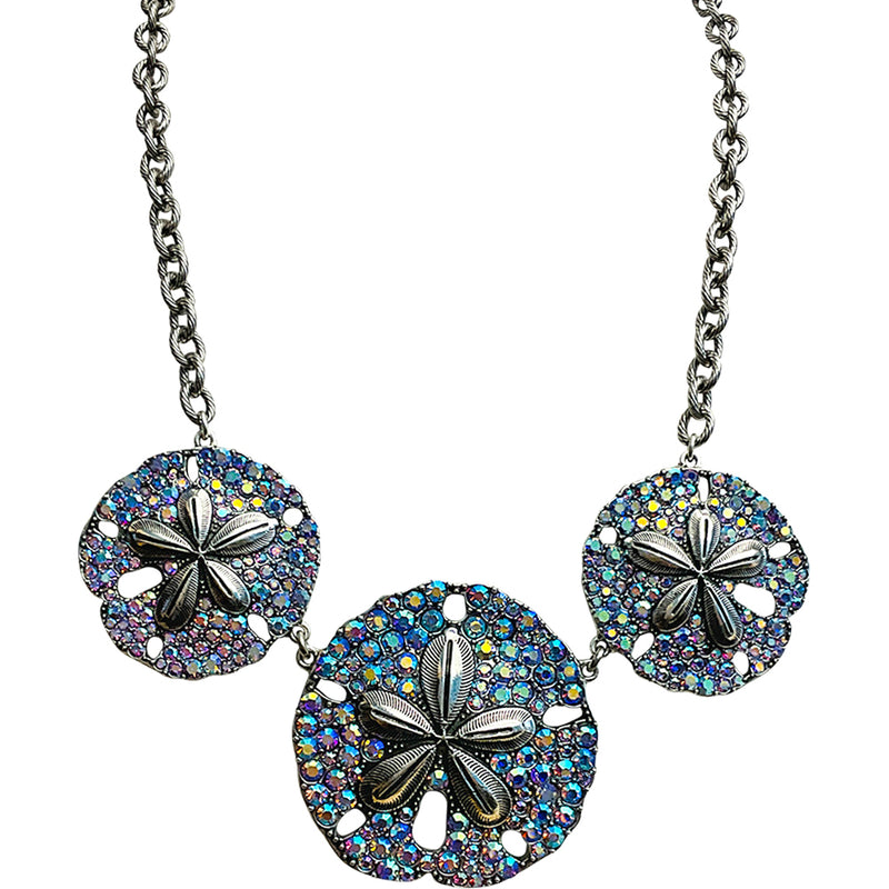 "One Of A Kind" Ocean Dreams Sand Dollar Necklace (Silver Ox)
