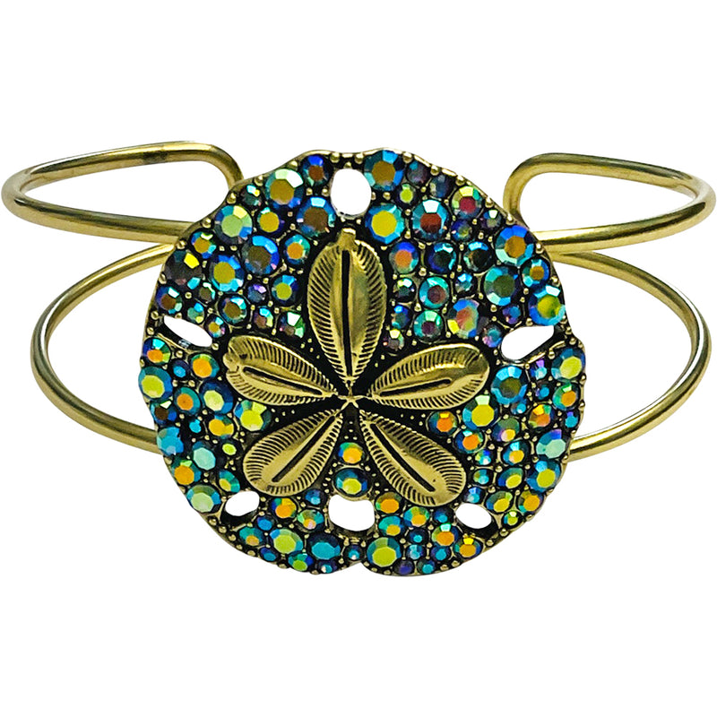 "One Of A Kind" Ocean Dreams Sand Dollar Cuff Bracelet (Brass Ox)