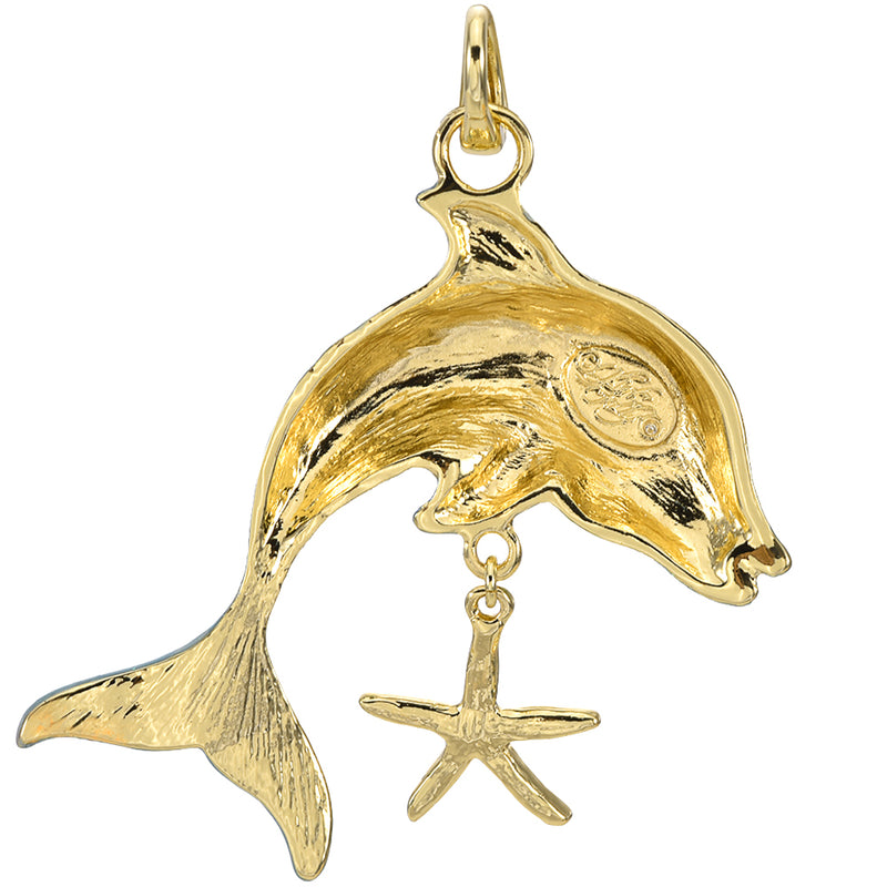 Dolphin Play Open Ring Charm (Goldtone)