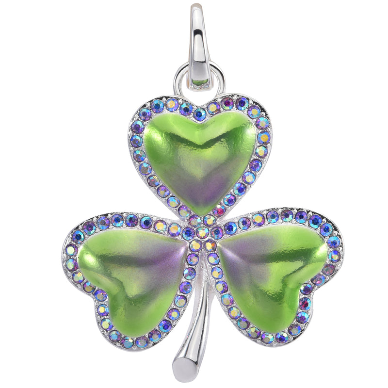 Shamrock Open Ring Charm (Sterling Silvertone)