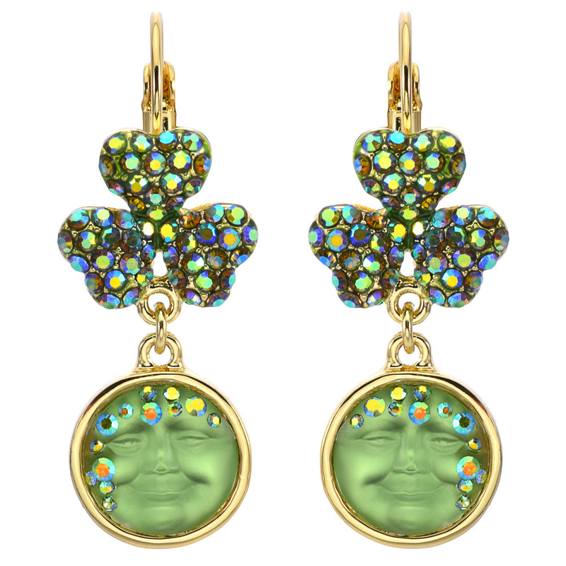 Shamrock Illusion Seaview Moon Leverback Earrings (Goldtone/Illusion Irish Mist)