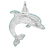 Dancing Dolphin Open Ring Charm (Sterling Silvertone)