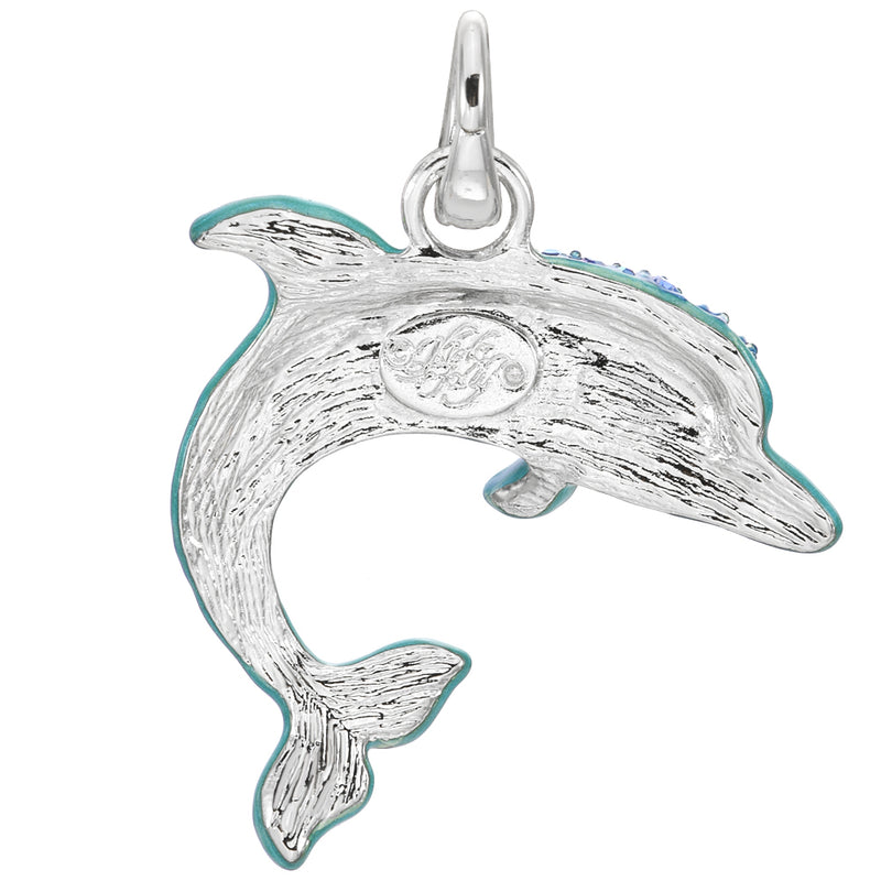 Dancing Dolphin Open Ring Charm (Sterling Silvertone)