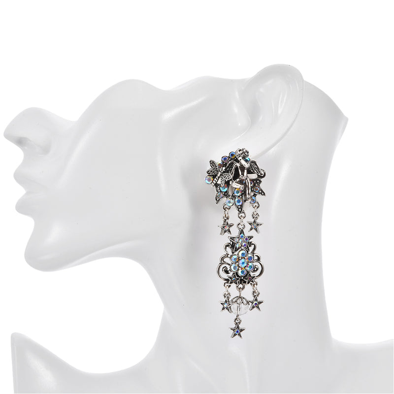 Couture Cupid Kiss Clip Earrings (Silver Ox)