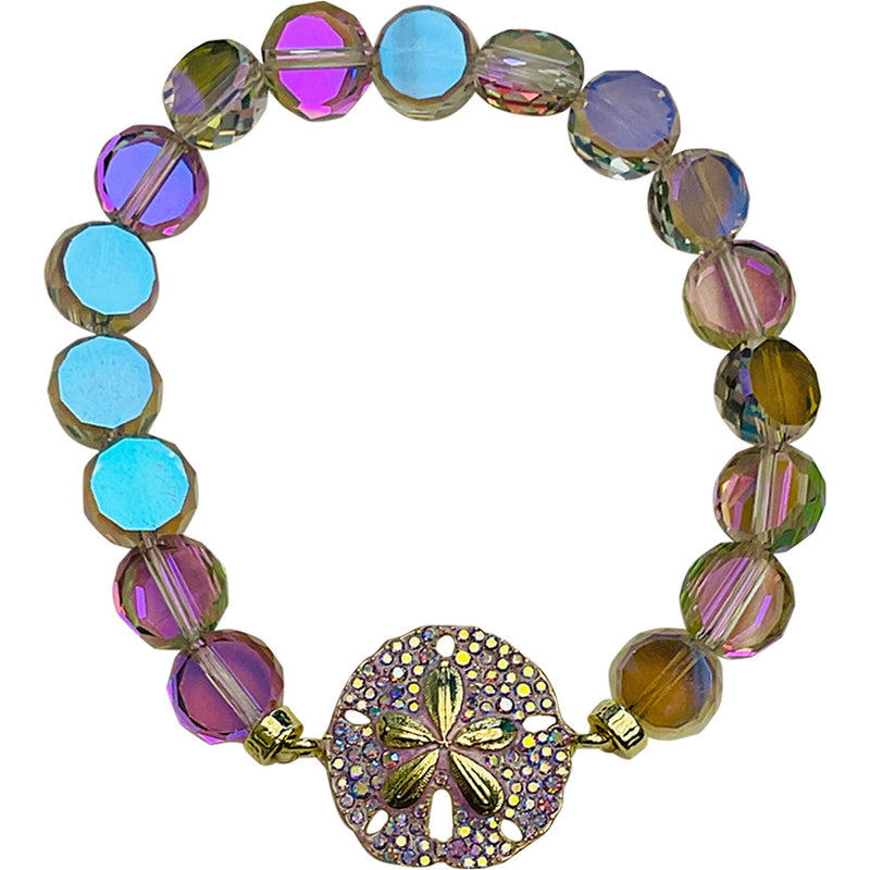 "One Of A Kind" Ocean Dreams Fantasia Sand Dollar Stretch Bracelet (Goldtone)