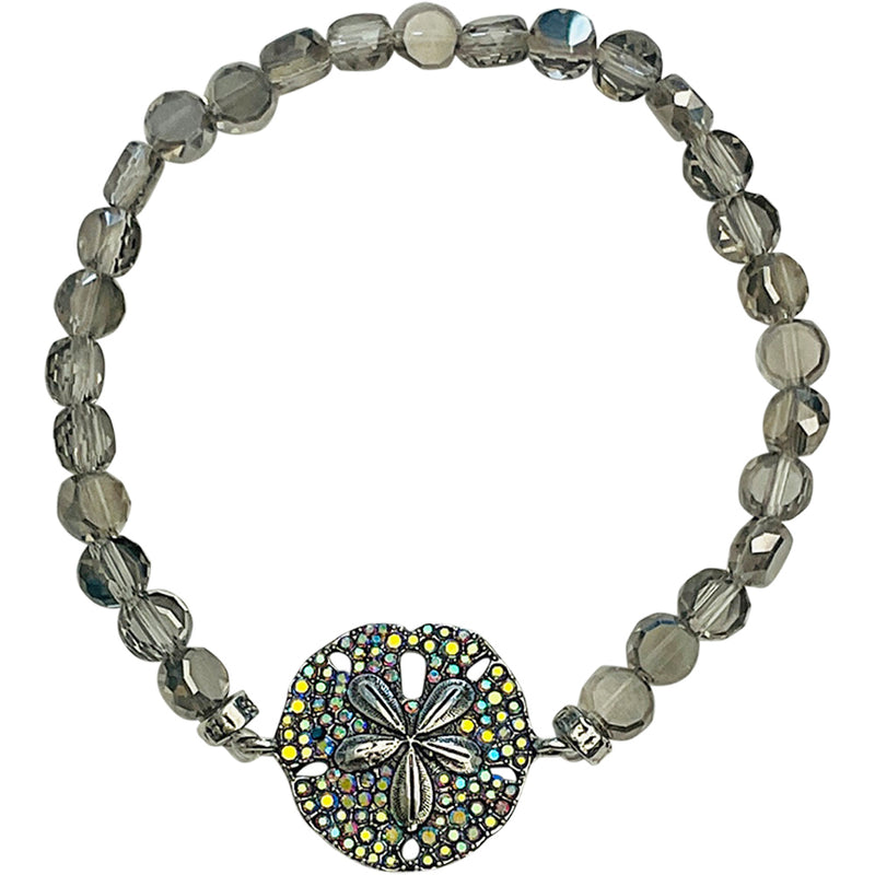 "One Of A Kind" Ocean Dreams Fantasia Sand Dollar Stretch Bracelet (Silver Ox)