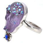 Crystal Skull Adjustable Ring (Silver Ox/Twilight Purple)