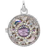 Celestial Goddess Seaview Moon Love Never Dies Open Ring Locket (Sterling Silvertone)