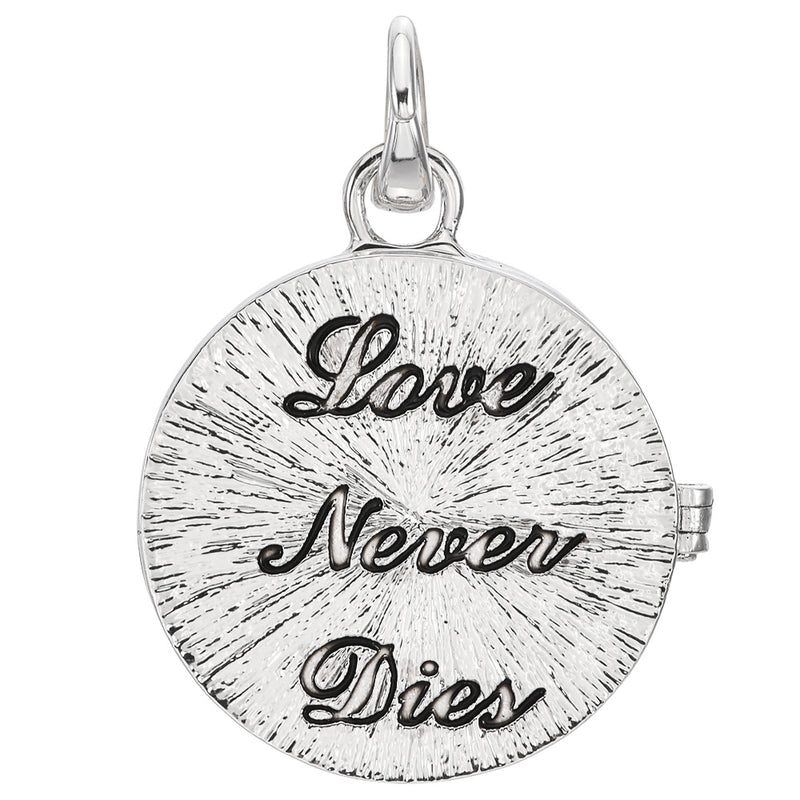 Celestial Goddess Seaview Moon Love Never Dies Open Ring Locket (Sterling Silvertone)