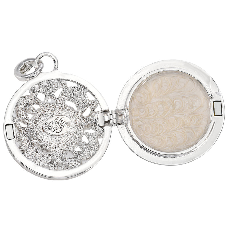 Celestial Goddess Seaview Moon Love Never Dies Open Ring Locket (Sterling Silvertone)