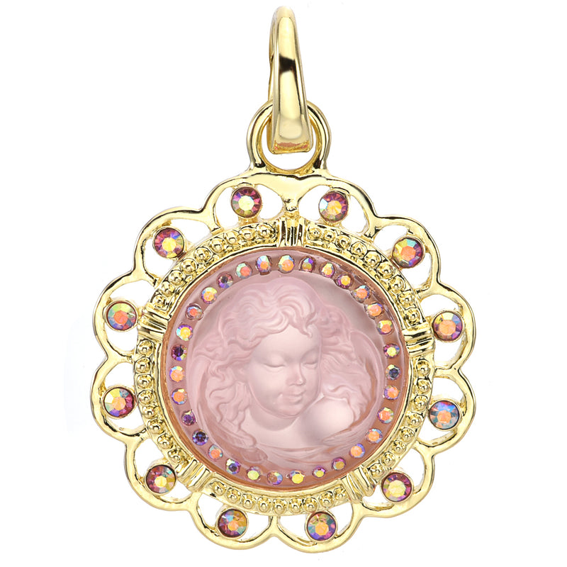 Victorian Lace Dream Angel Open Ring Charm (Goldtone/Pixie Pink)