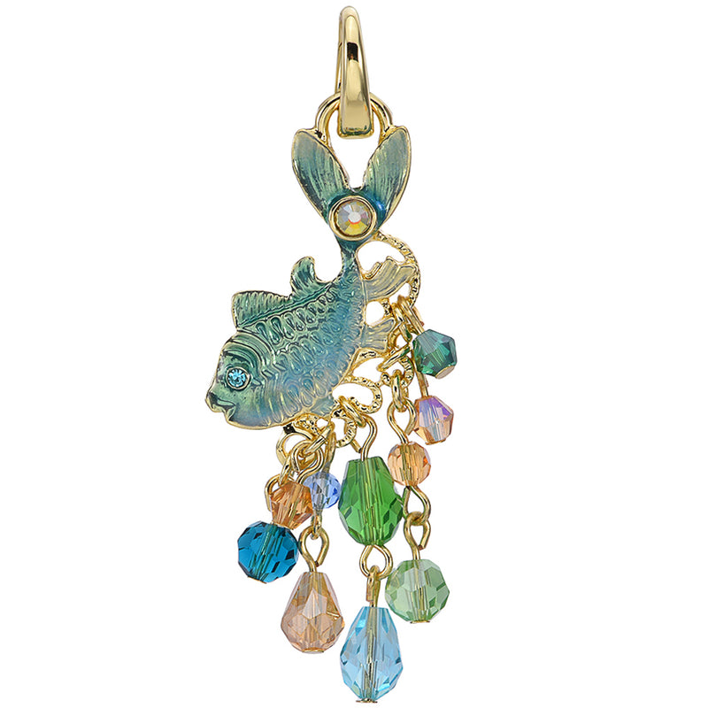 Don't Be Koi Crystal Drop Open Ring Charm (Goldtone)