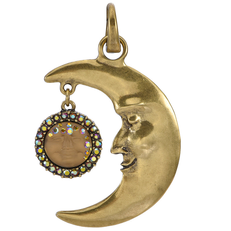 Moon Magic Goddess Seaview Moon Open Ring Charm (Brass Ox)