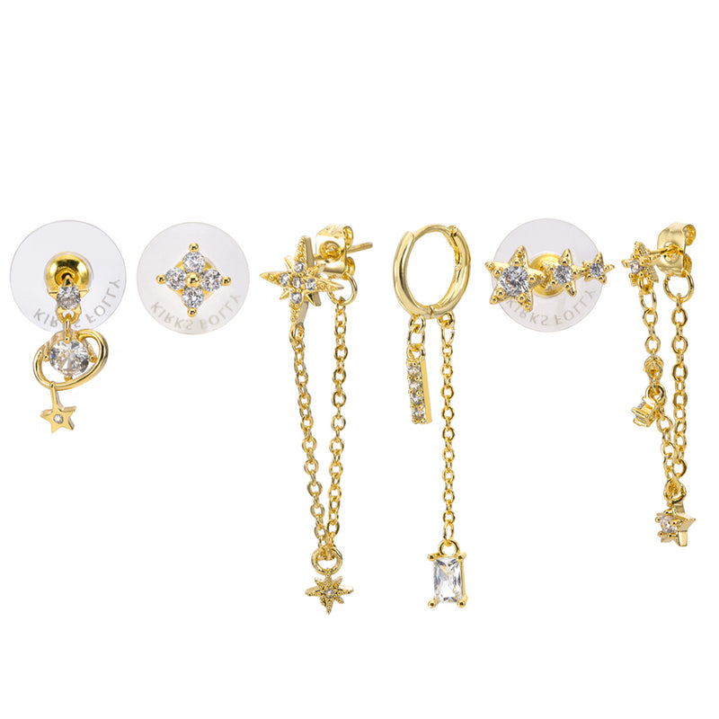 Solar Galaxy 6 Piece CZ Earrings Set (Goldtone)