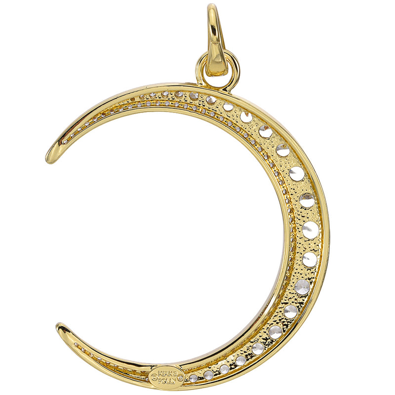Crystal Dream CZ Crescent Moon Open Ring Charm (Goldtone)