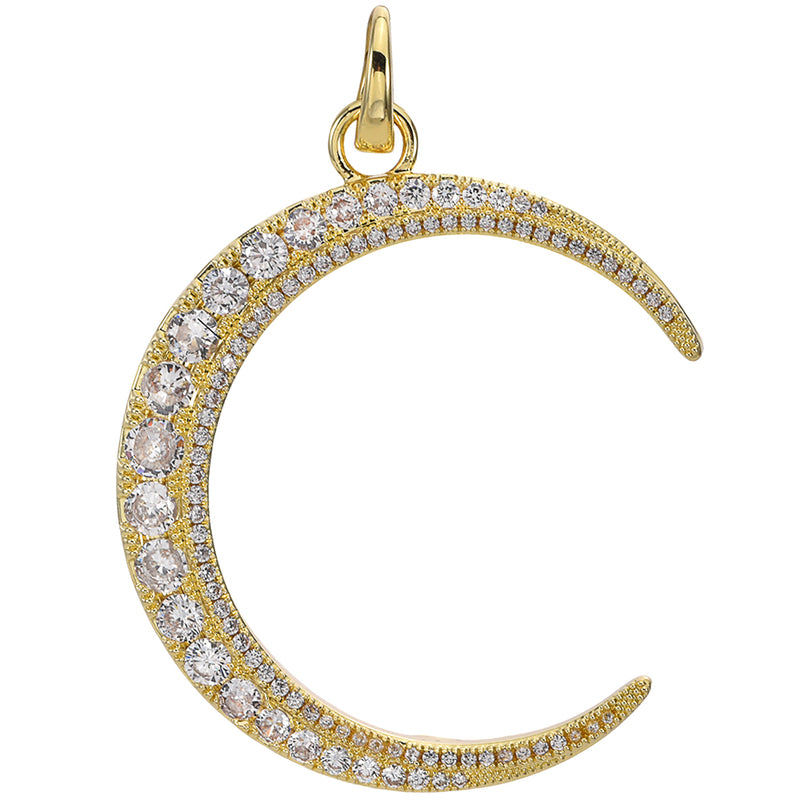 Crystal Dream CZ Crescent Moon Open Ring Charm (Goldtone)