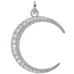 Crystal Dream CZ Crescent Moon Open Ring Charm (Sterling Silvertone)