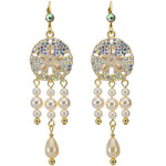 Ocean Dream Pearl & Sand Dollar Leverback Earrings (Goldtone)