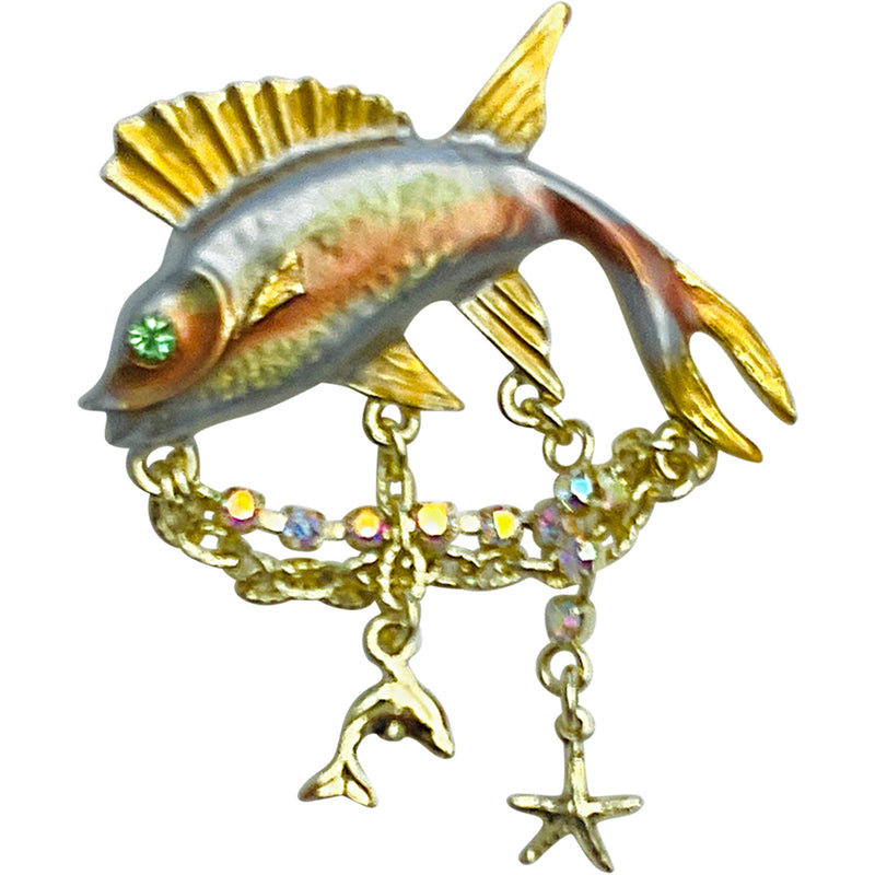 "One Of A Kind" Fantasy Flying fish Pin (Goldtone)