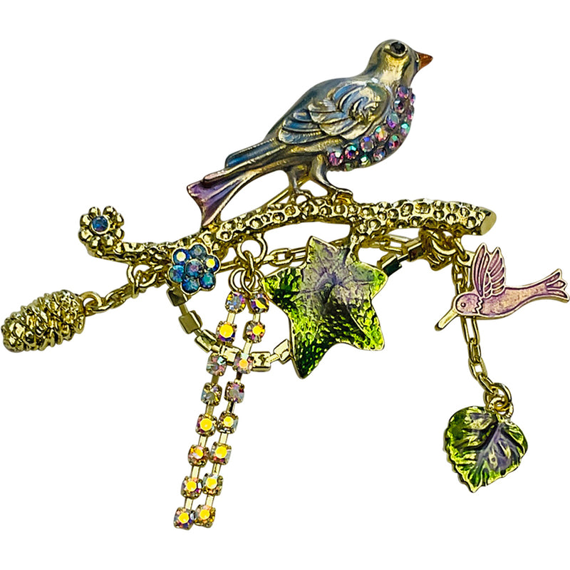 "One Of A Kind" Birds Of A Feather Pin (Goldtone)