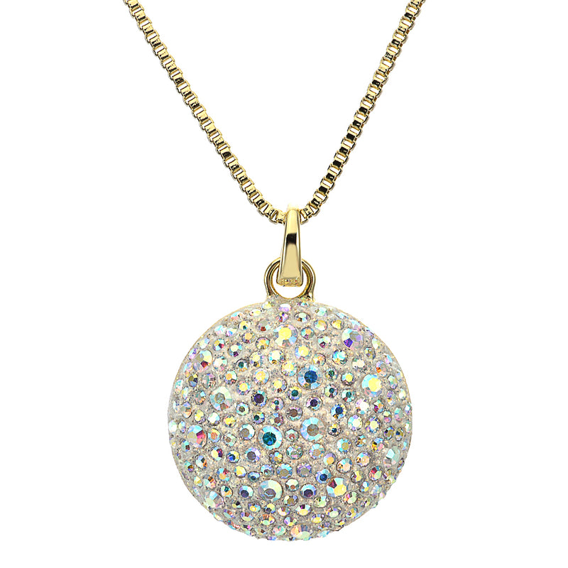 Luna Ethereal Shimmer Open Ring Charm Necklace (Goldtone)