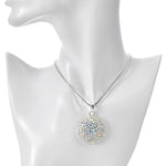 Luna Ethereal Shimmer Open Ring Charm Necklace (Sterling Silvertone)