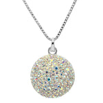 Luna Ethereal Shimmer Open Ring Charm Necklace (Sterling Silvertone)