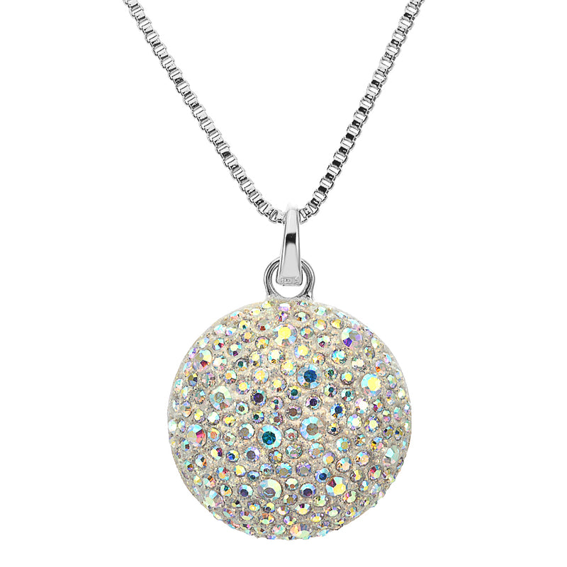 Luna Ethereal Shimmer Open Ring Charm Necklace (Sterling Silvertone)