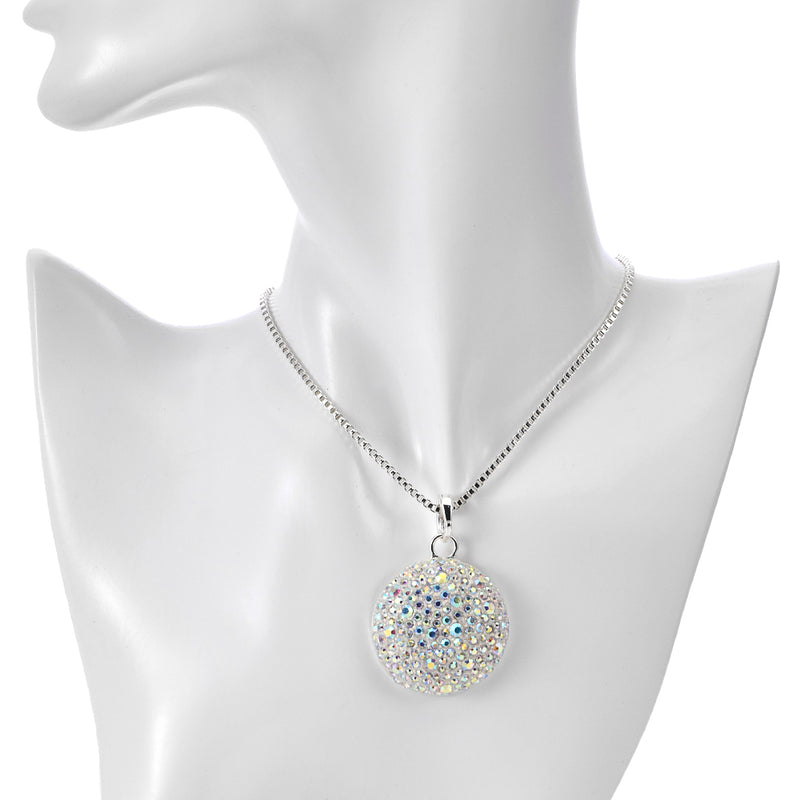 Luna Ethereal Shimmer Open Ring Charm Necklace (Sterling Silvertone)