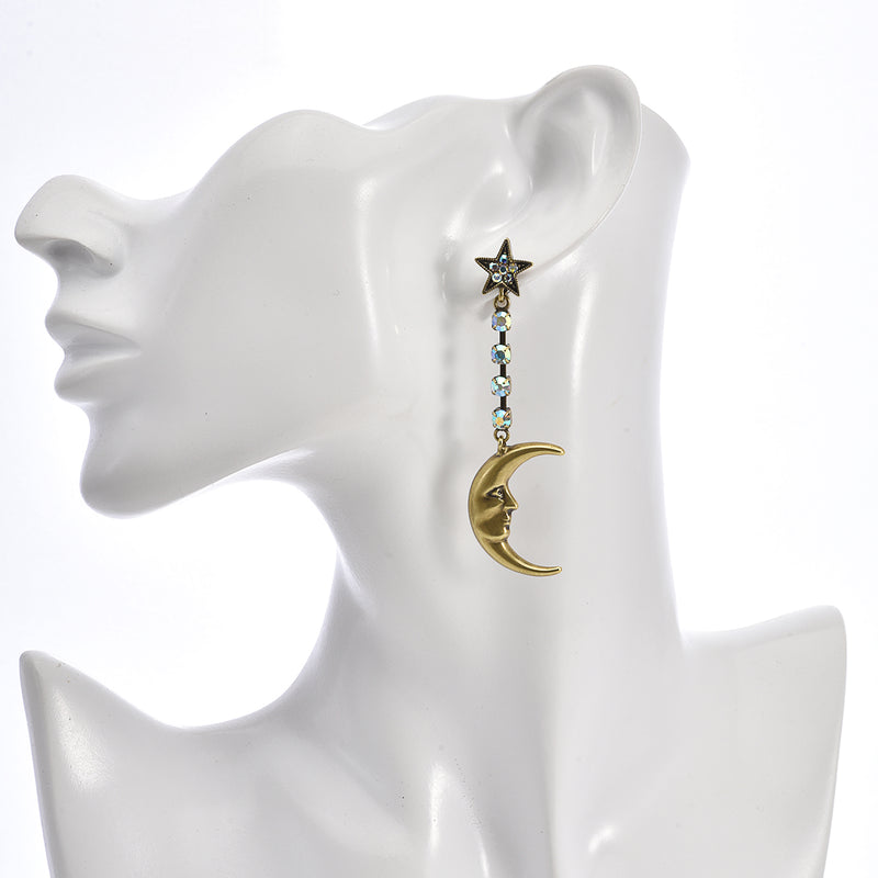 Moon Magic Pierced Earrings (Brass Ox)