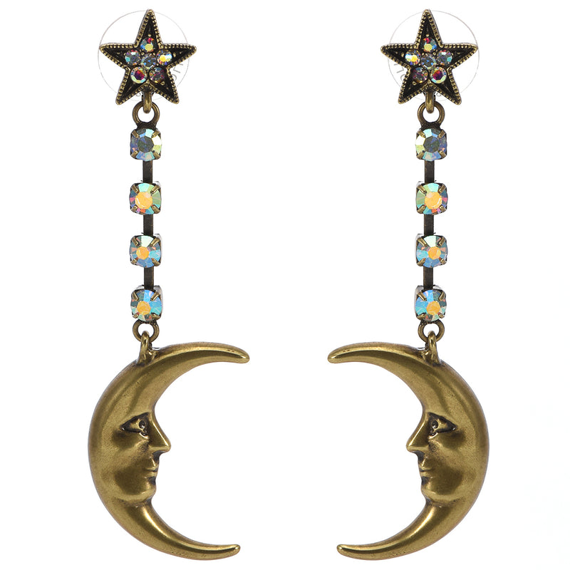 Moon Magic Pierced Earrings (Brass Ox)