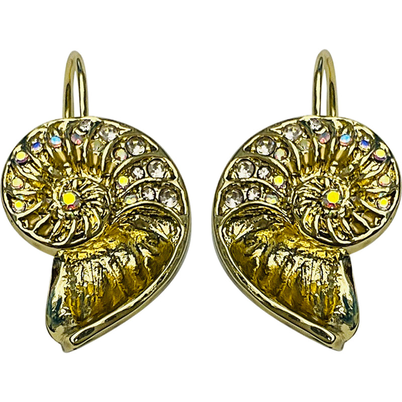"One Of A Kind" Nautilus 21mm Leverback Earrings (Goldtone)