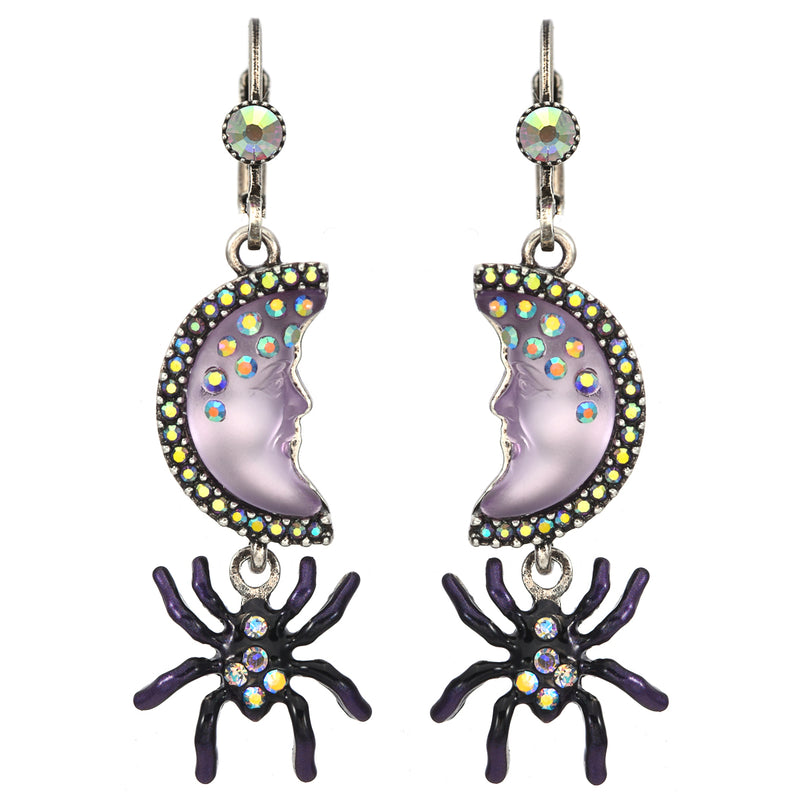 Moon Shadow Night Crawler Leverback Earrings (Silver Ox)