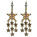 Star Shower Leverback Earrings (Brasstone)