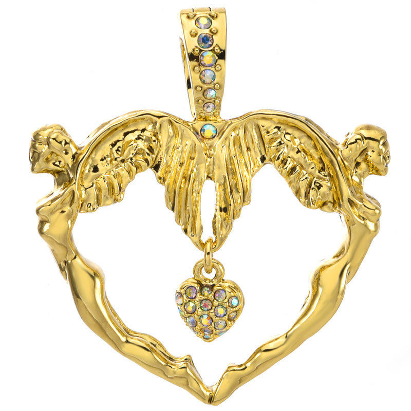 ☆Angle    Heart☆ Angel Heart Foldover Pendant (Goldtone) – Kirks Folly