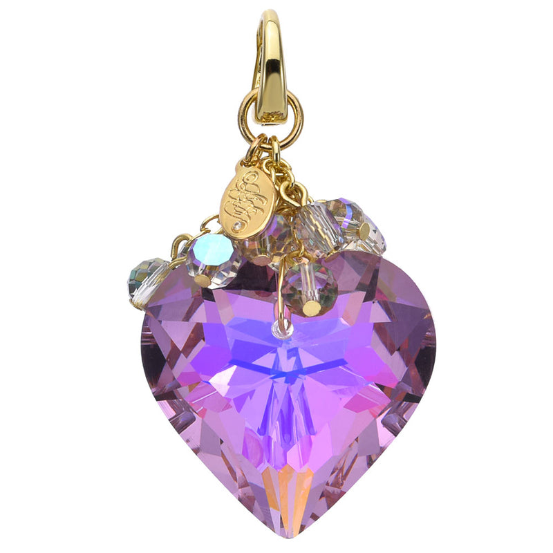 Aphrodite Heart Open Ring Charm (Goldtone/Violet)