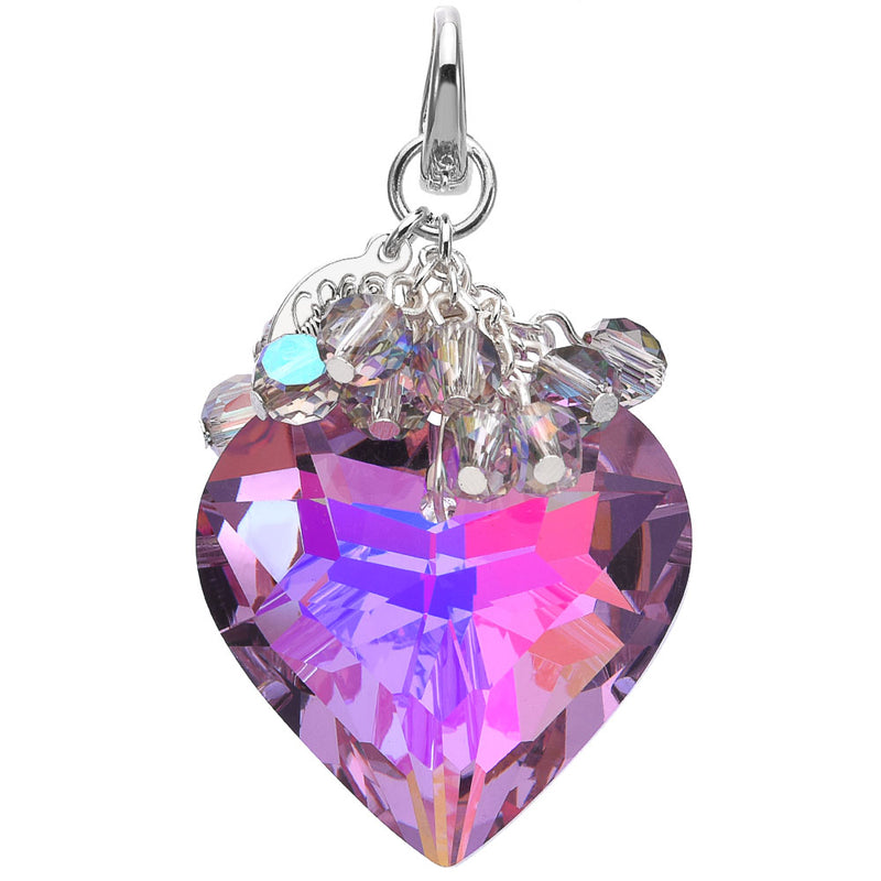 Aphrodite Heart Open Ring Charm (Sterling Silvertone/Violet)