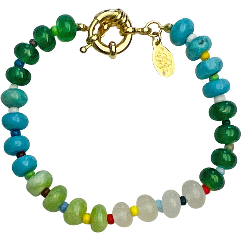 "One Of A Kind" Protection Multi Gem Toggle Bracelet (Goldtone)