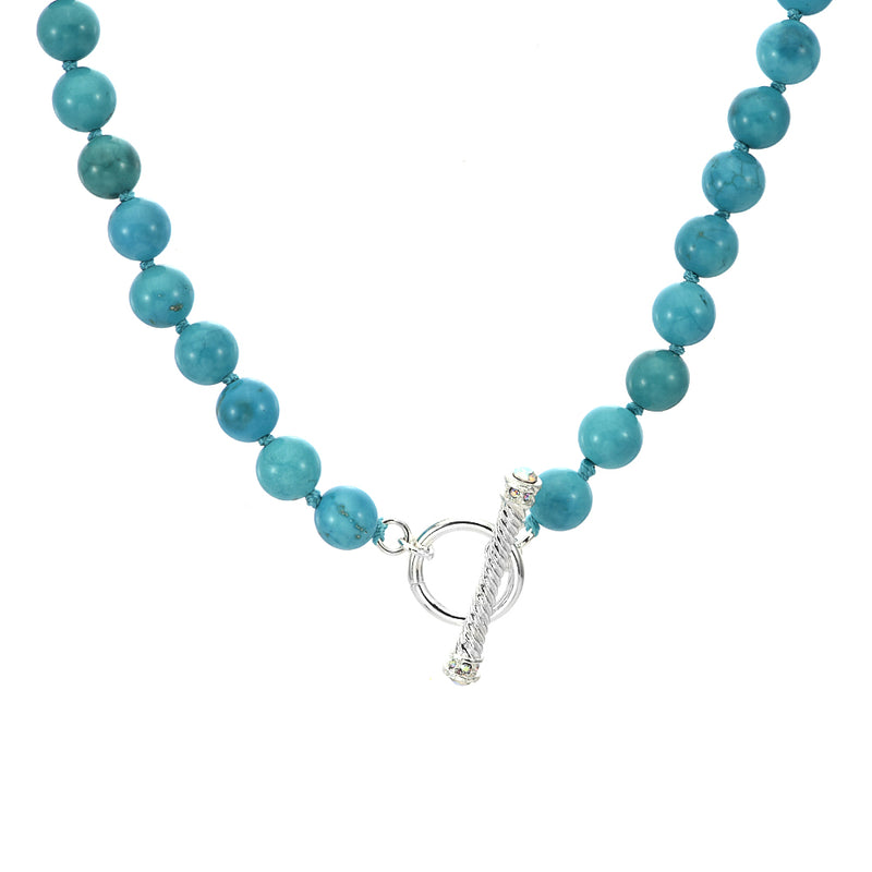 Turquoise Toggle Add A Charm Necklace (Sterling Silvertone)