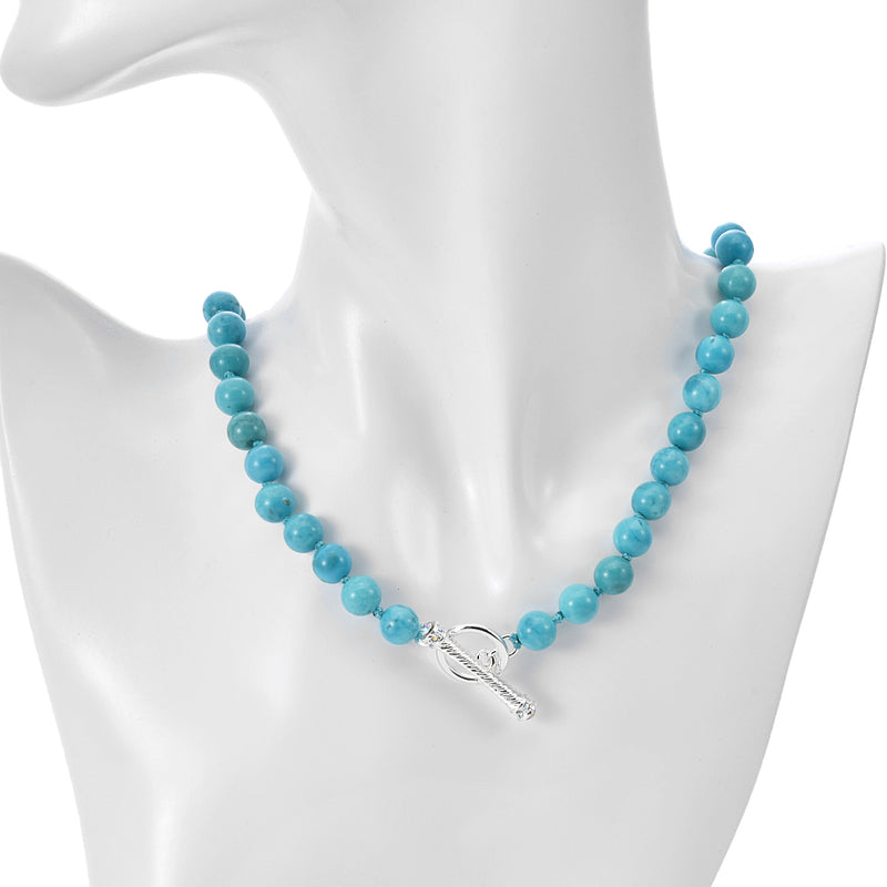 Turquoise Toggle Add A Charm Necklace (Sterling Silvertone)